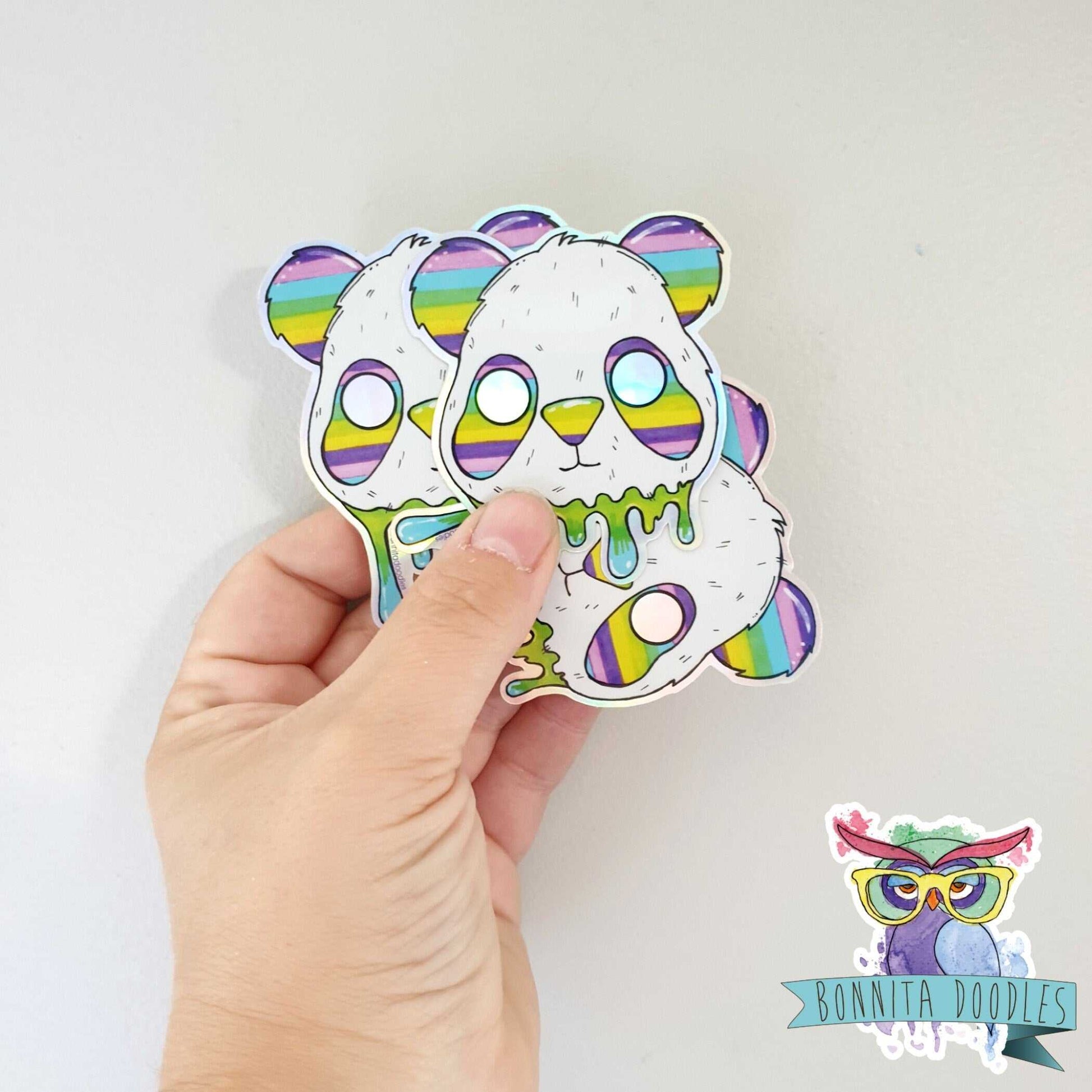 Rainbow Panda Holographic sticker
