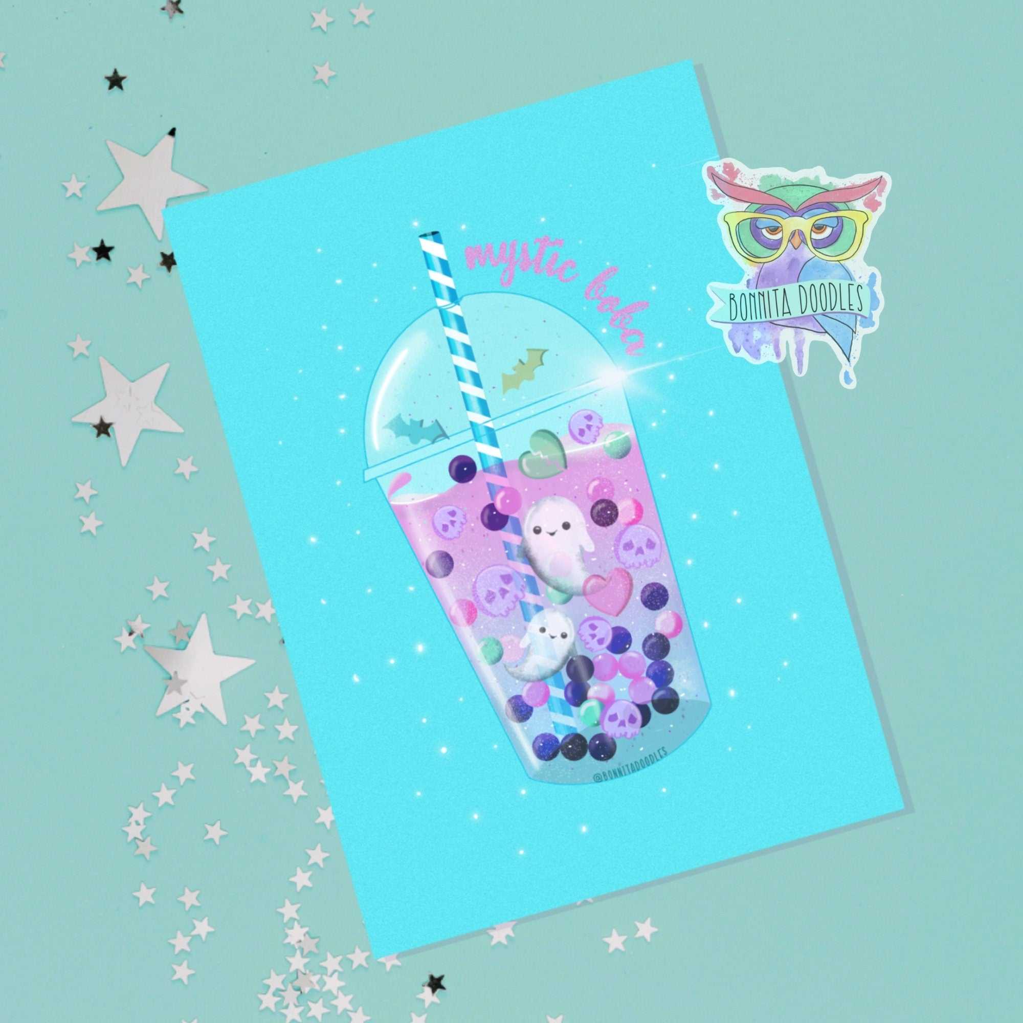 Kawaii pastel goth Halloween art print.