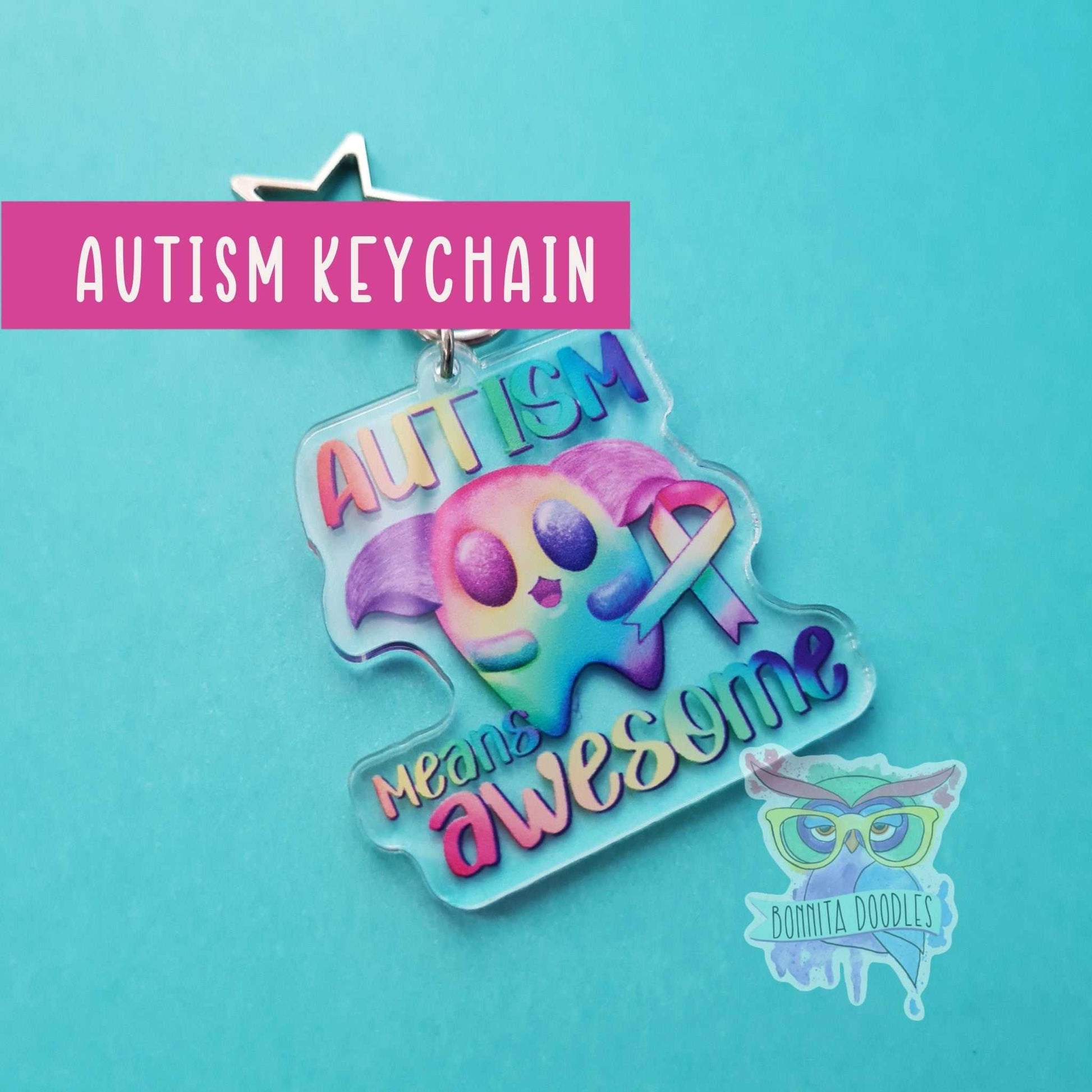 Autism awareness key chain. Autism, Spectrum disorder and care card