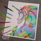Skellycorn Opal rainbow skull unicorn print - home art print