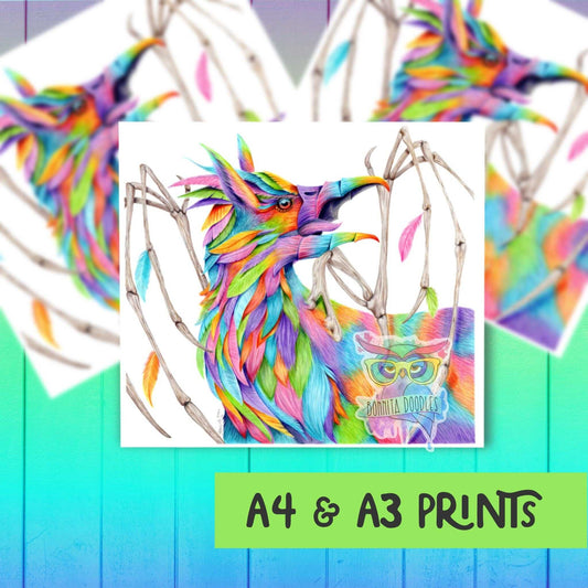 Rainbow Opal Griffin print - home art print