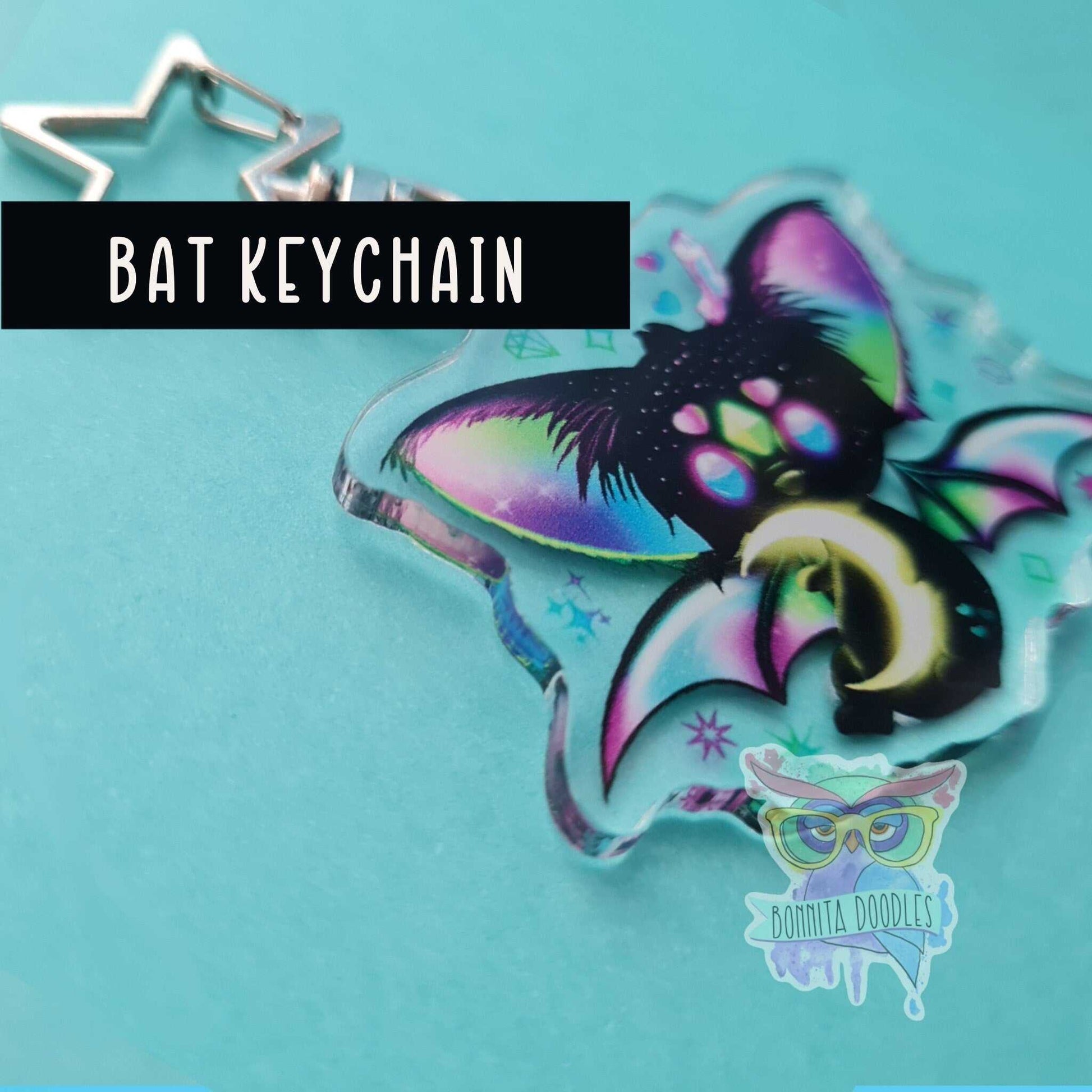 Kawaii galaxy bat keychain