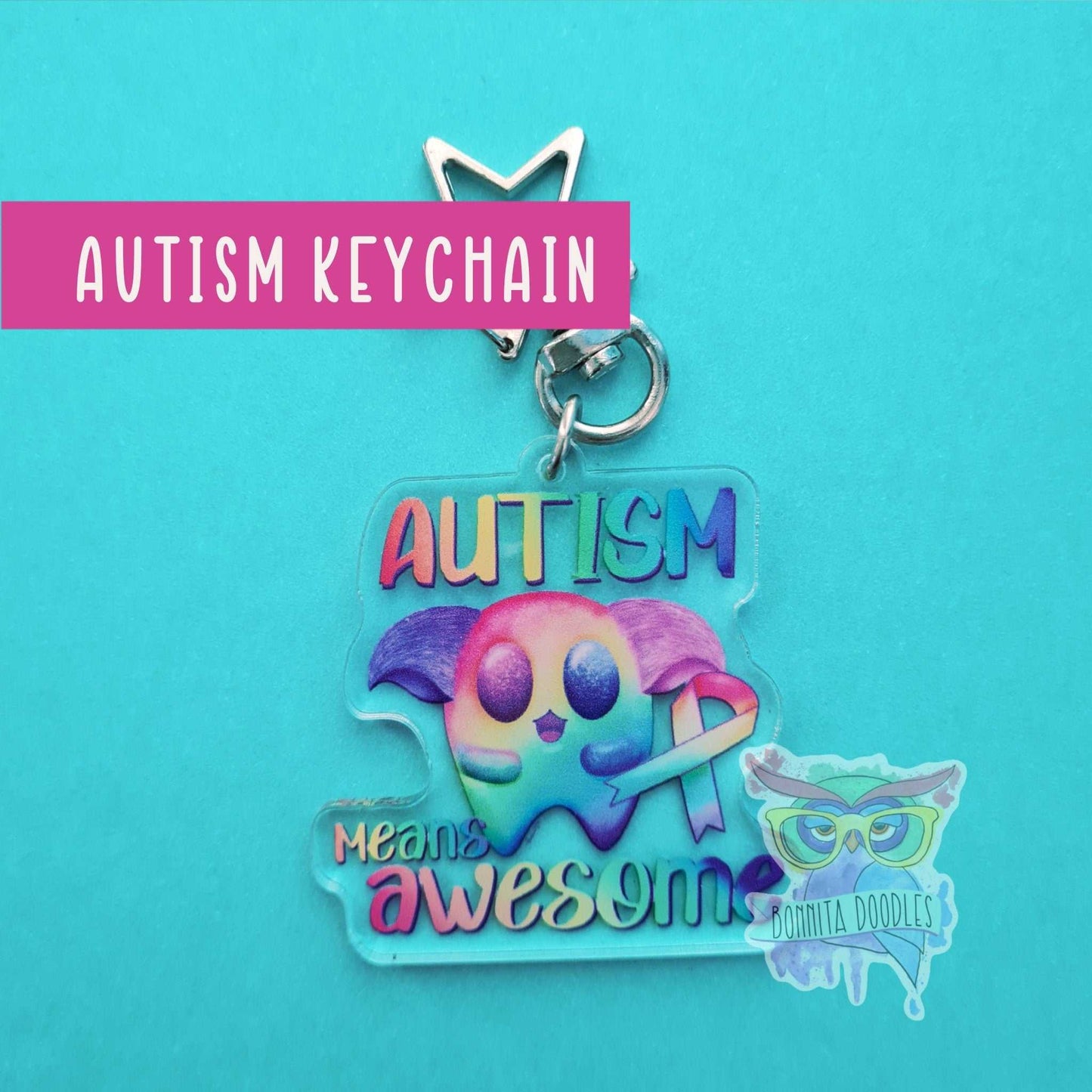 Autism awareness key chain. Autism, Spectrum disorder and care card
