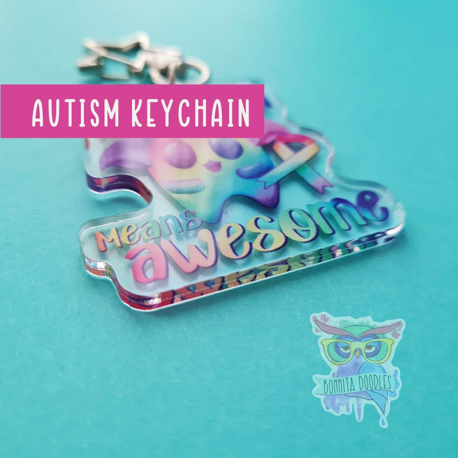 Autism awareness key chain. Autism, Spectrum disorder and care card