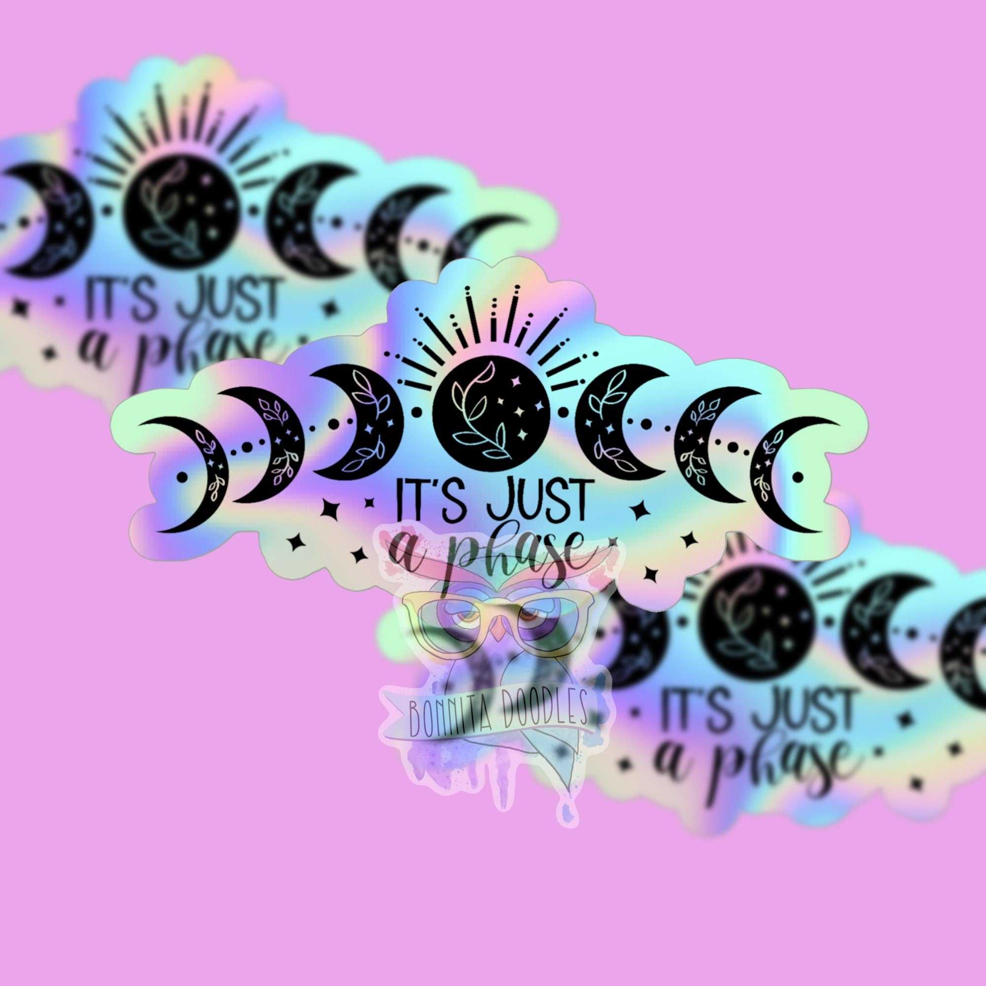 Moons phases holographic mental health sticker