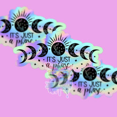 Moons phases holographic mental health sticker