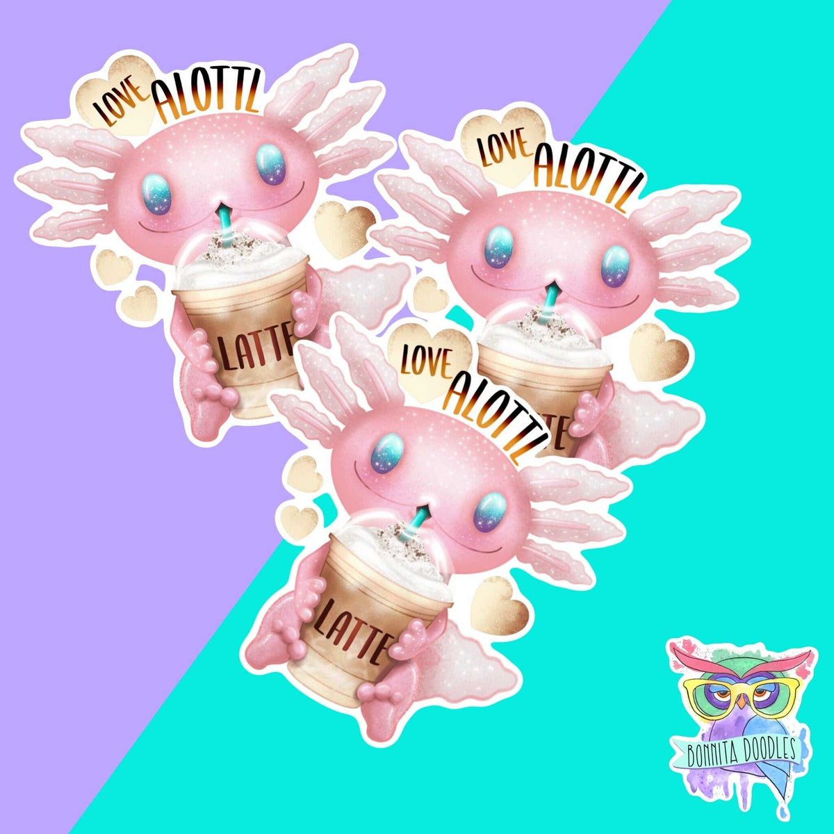 Axolotl cute sticker - latte coffee