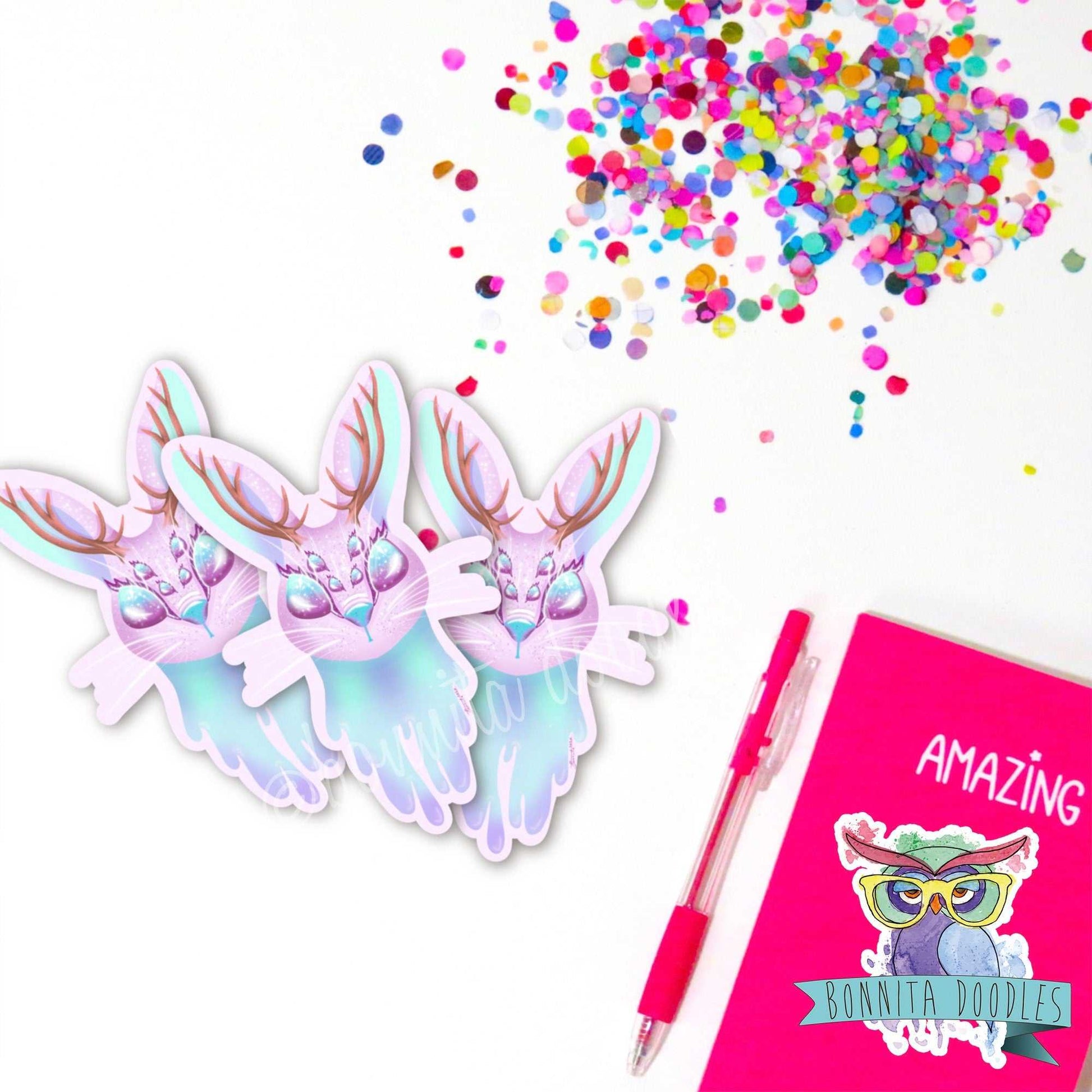 Cute Hare / Rabbit sticker / Jackalope
