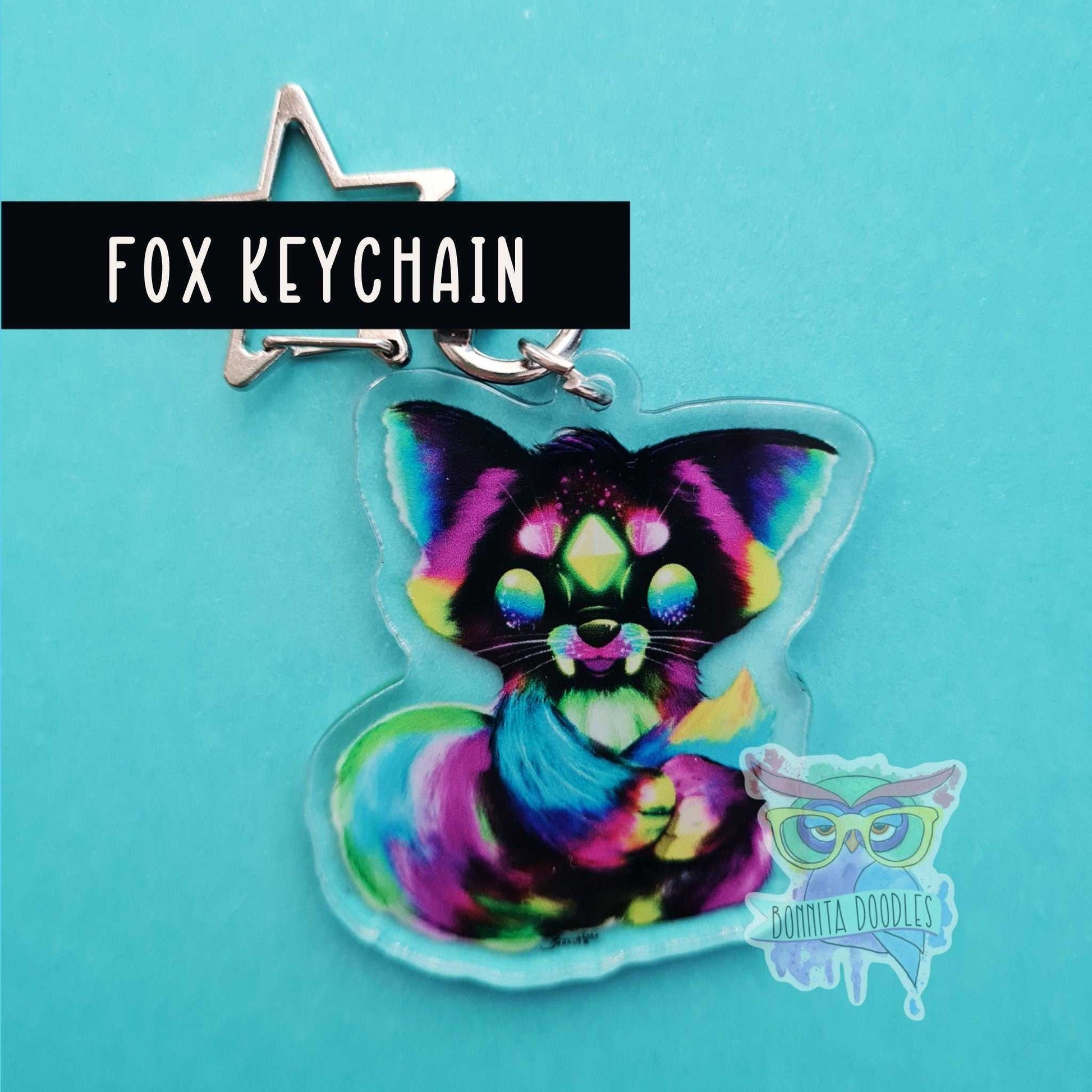 Kawaii galaxy Fox keychain