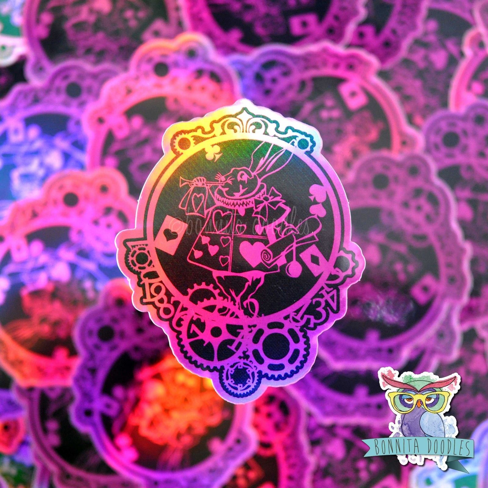 White Rabbit Holographic sticker