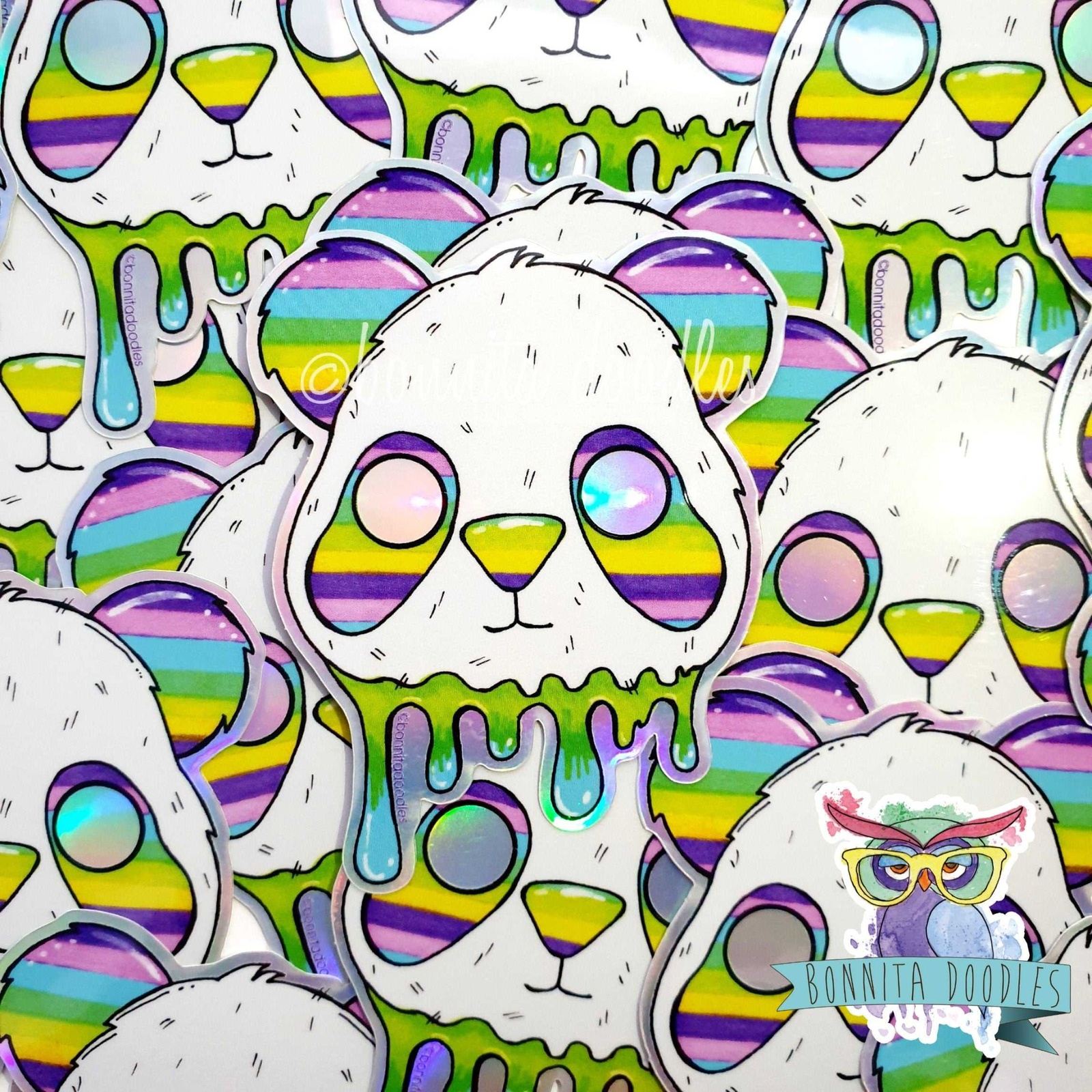 Rainbow Panda Holographic sticker