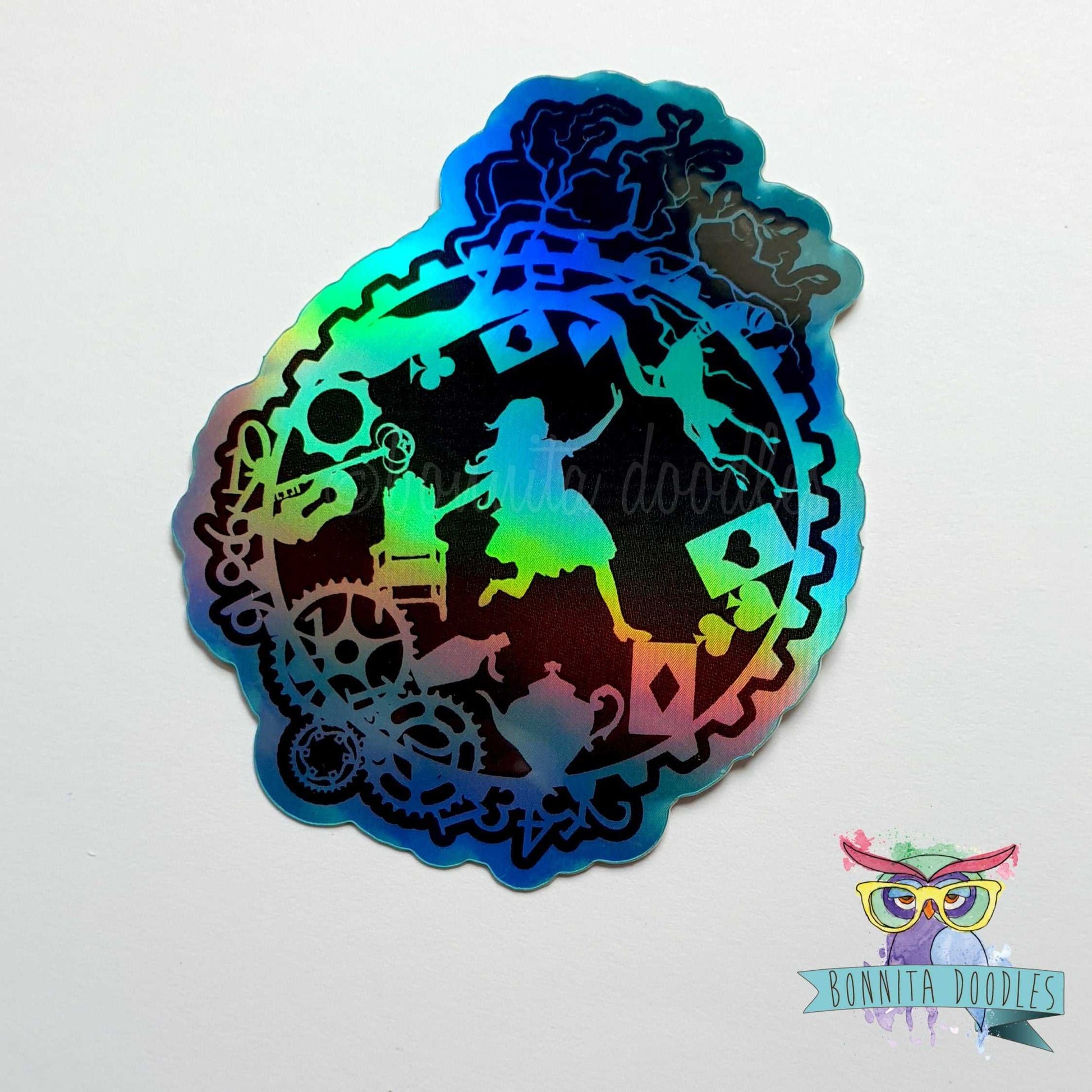 Alice falling Holographic sticker