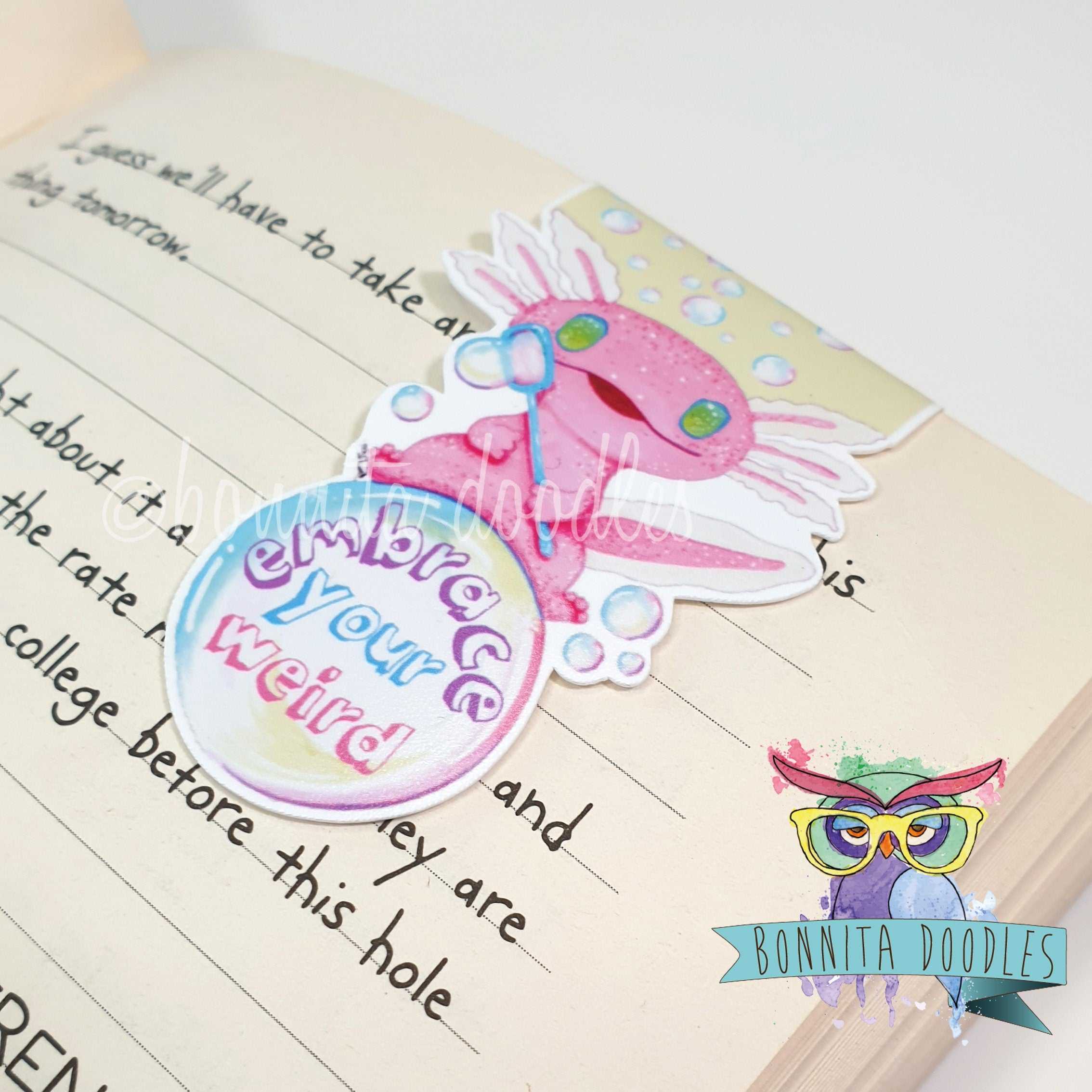 Axolotl newt magnetic bookmark
