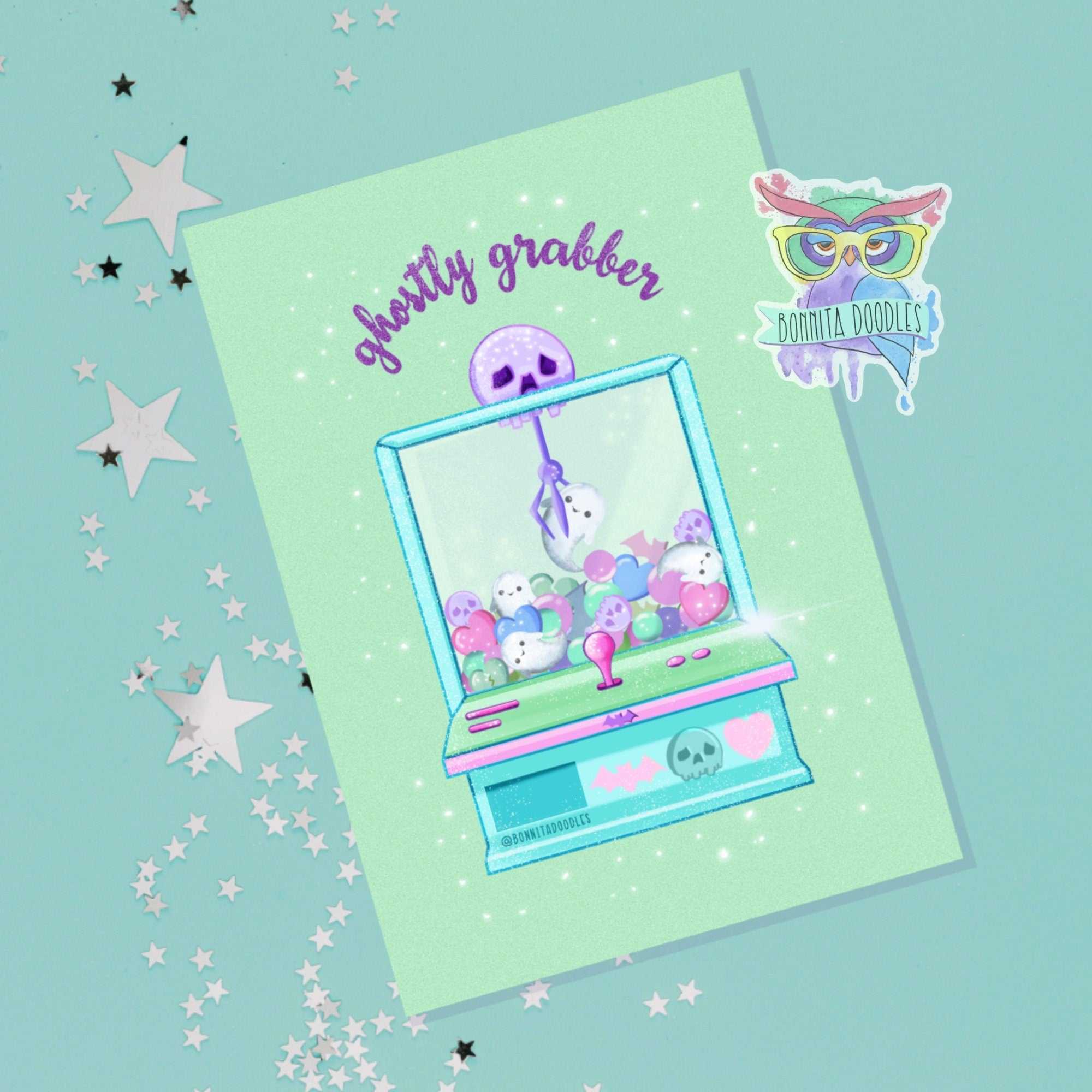 Kawaii pastel goth Halloween art print.