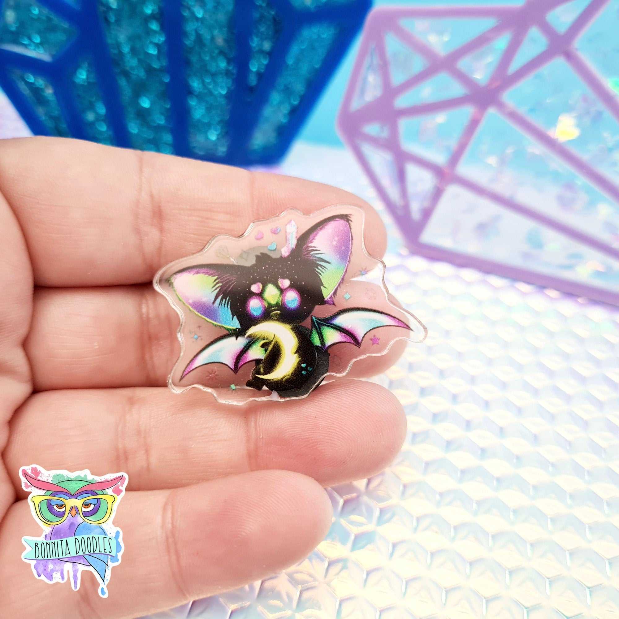 Galaxy Critter Pin Badge - Fox, Bat, Owl