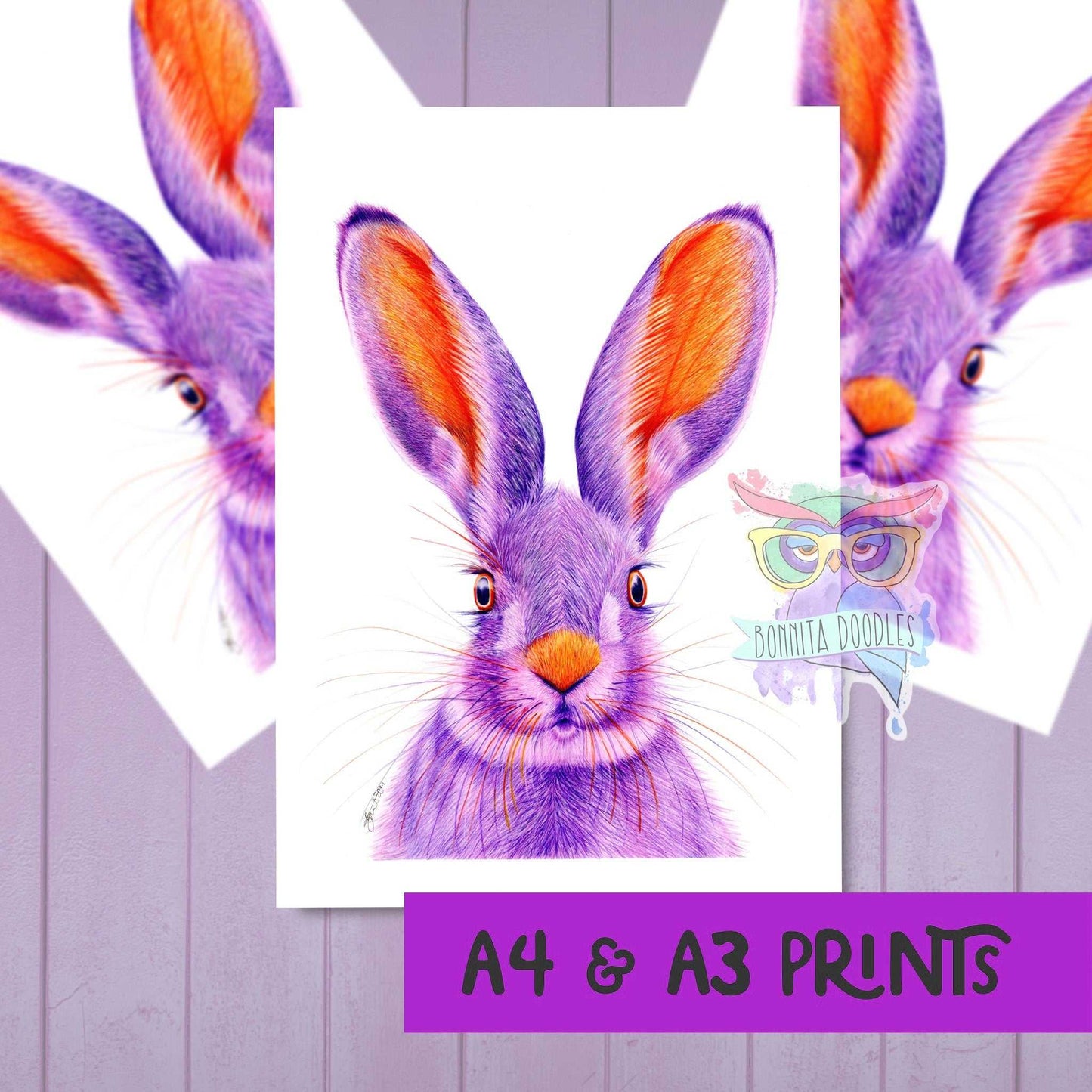 Amethyst Hare print. Home decor art print