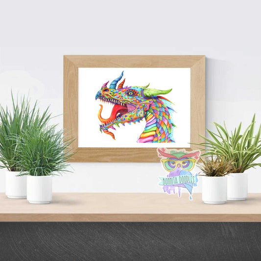 Rainbow Opal dragon print - home art print