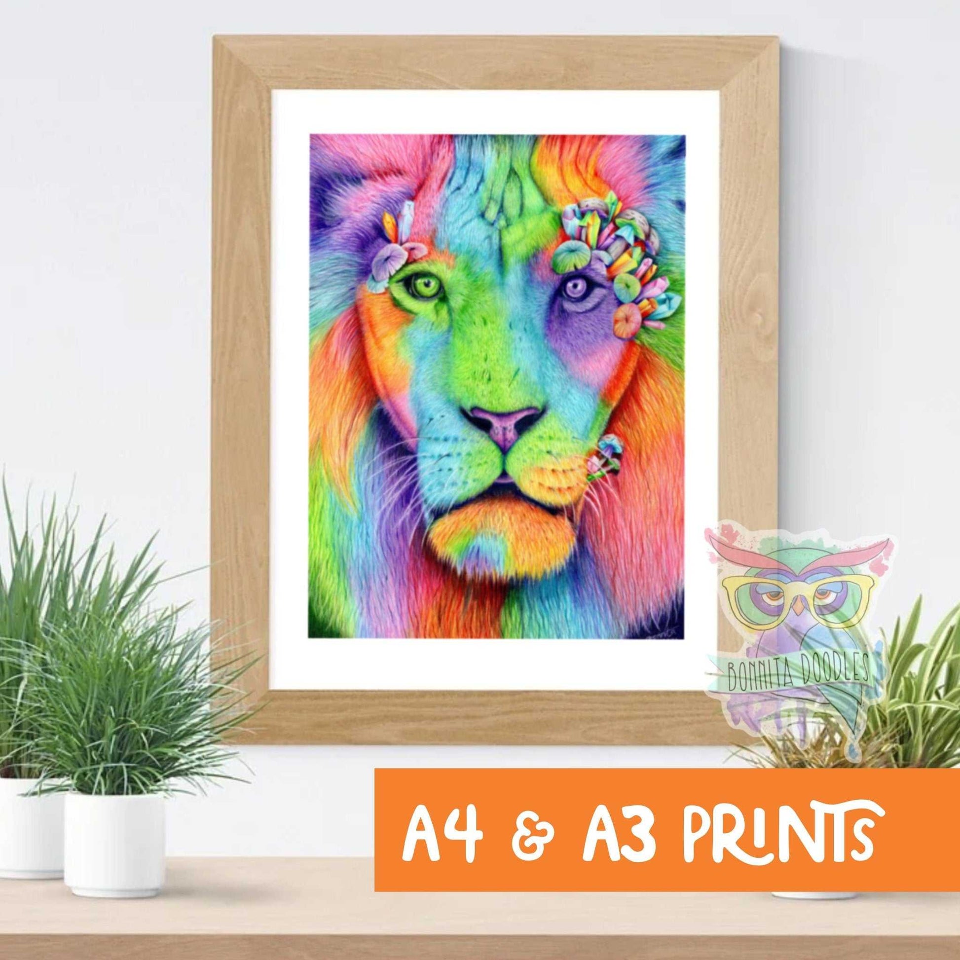 Opal Lion print - rainbow