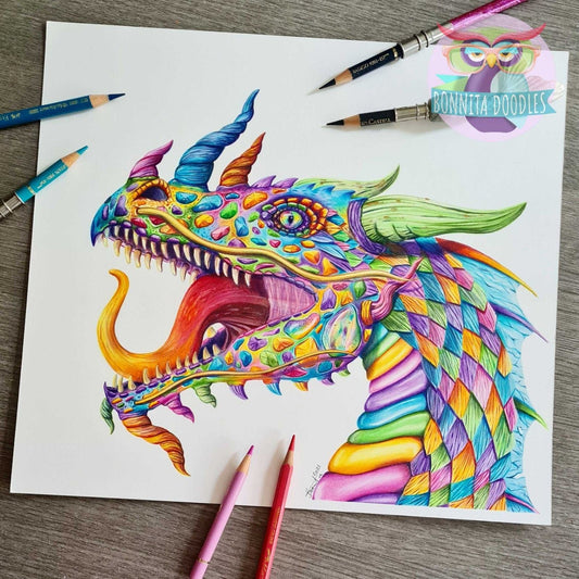 Rainbow Opal dragon print - home art print