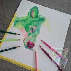 Peridot wolf - Original drawing - Original art