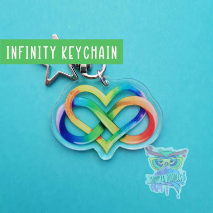 Infinity heart, pride, autism keychain