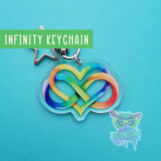 Infinity heart, pride, autism keychain