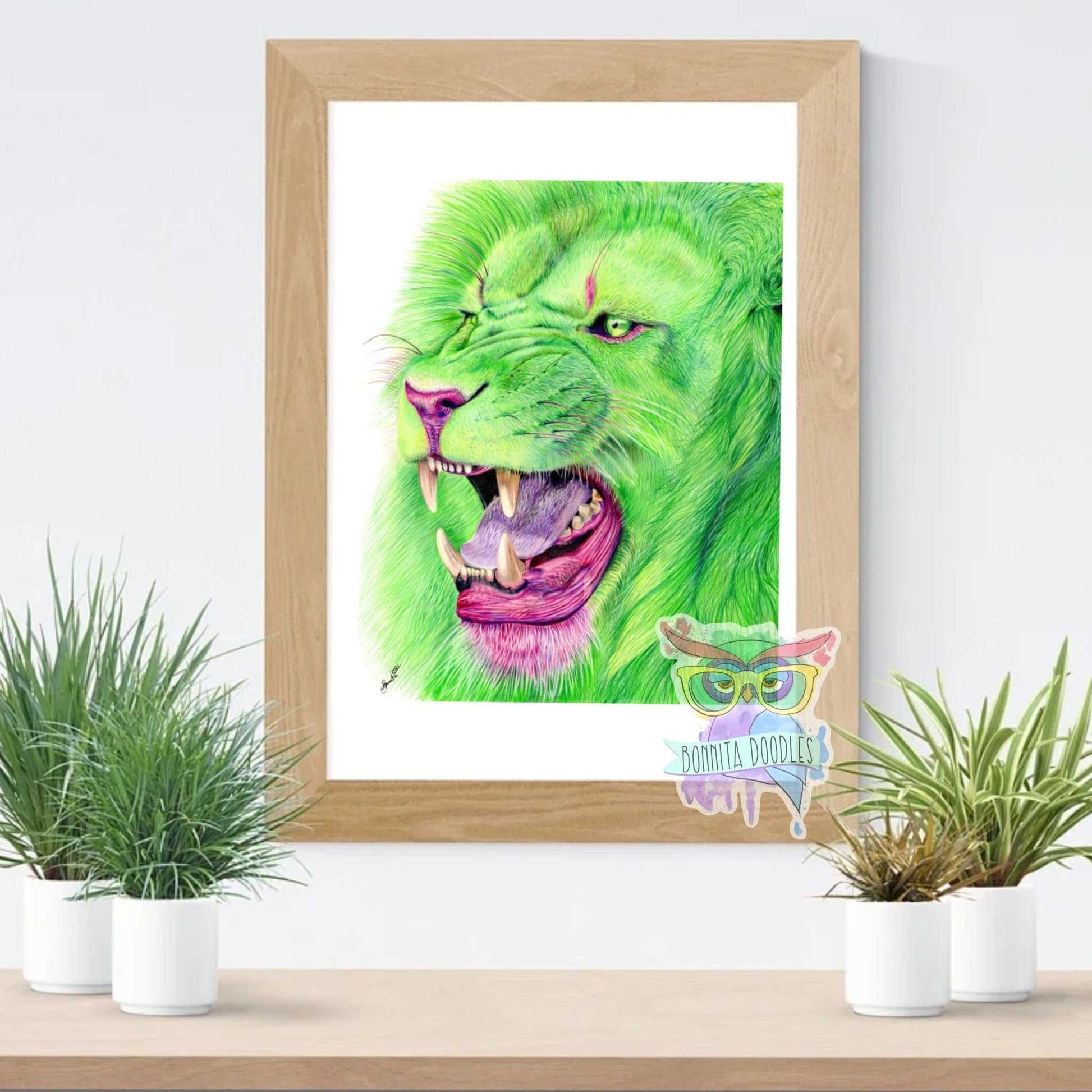 Peridot Lion - Original drawing - Original art