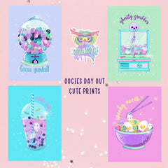 Kawaii pastel goth Halloween art print.