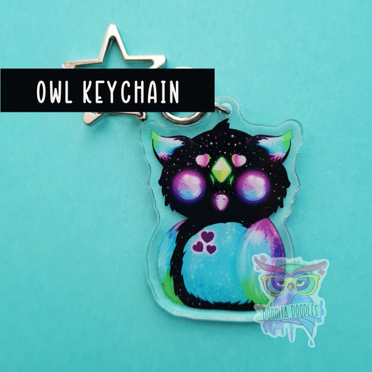 Kawaii galaxy Owl keychain