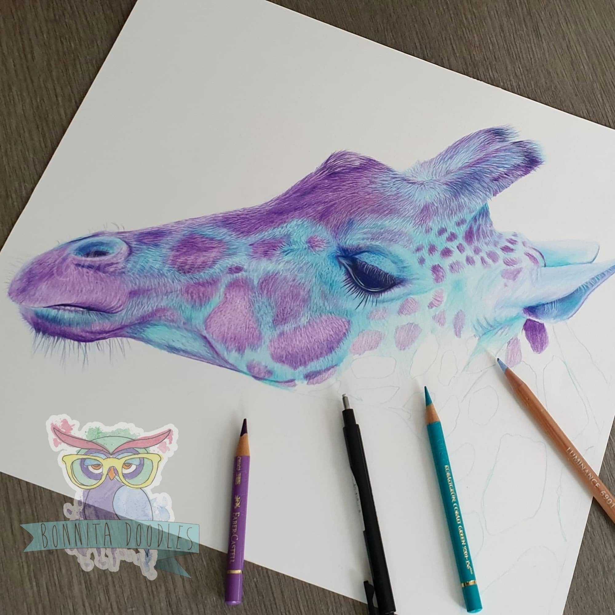 Blue Giraffe print - Sapphire Series. Home art print