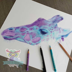 Blue Giraffe print - Sapphire Series. Home art print