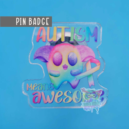 Autism awareness, alert pin badge
