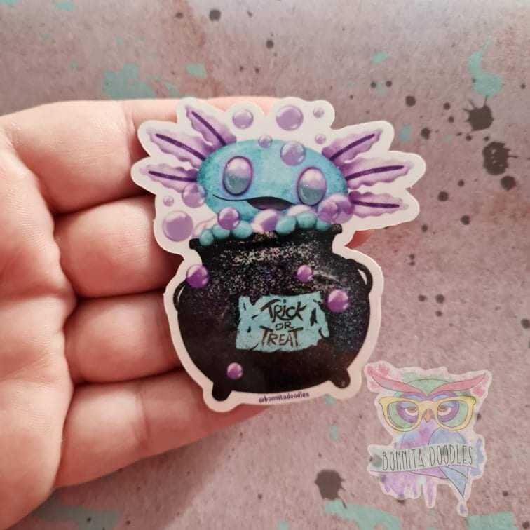 Axolotl Kawaii zombie Halloween vinyl sticker