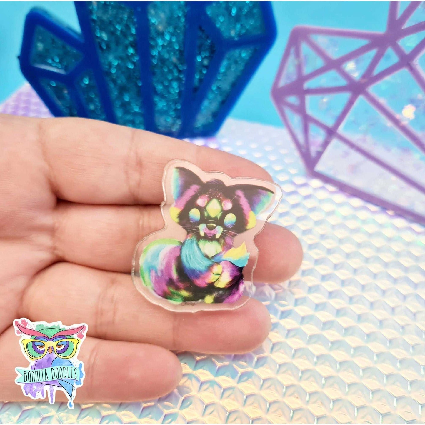Galaxy Critter Pin Badge - Fox, Bat, Owl