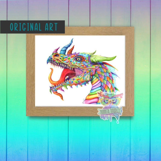Opal Aura - Fantasy Pride Dragon - Original drawing