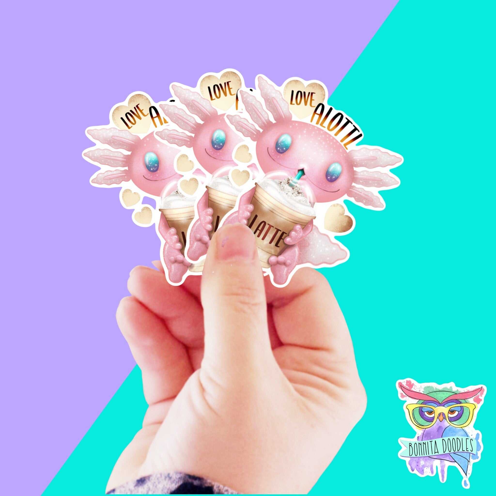 Axolotl cute sticker - latte coffee