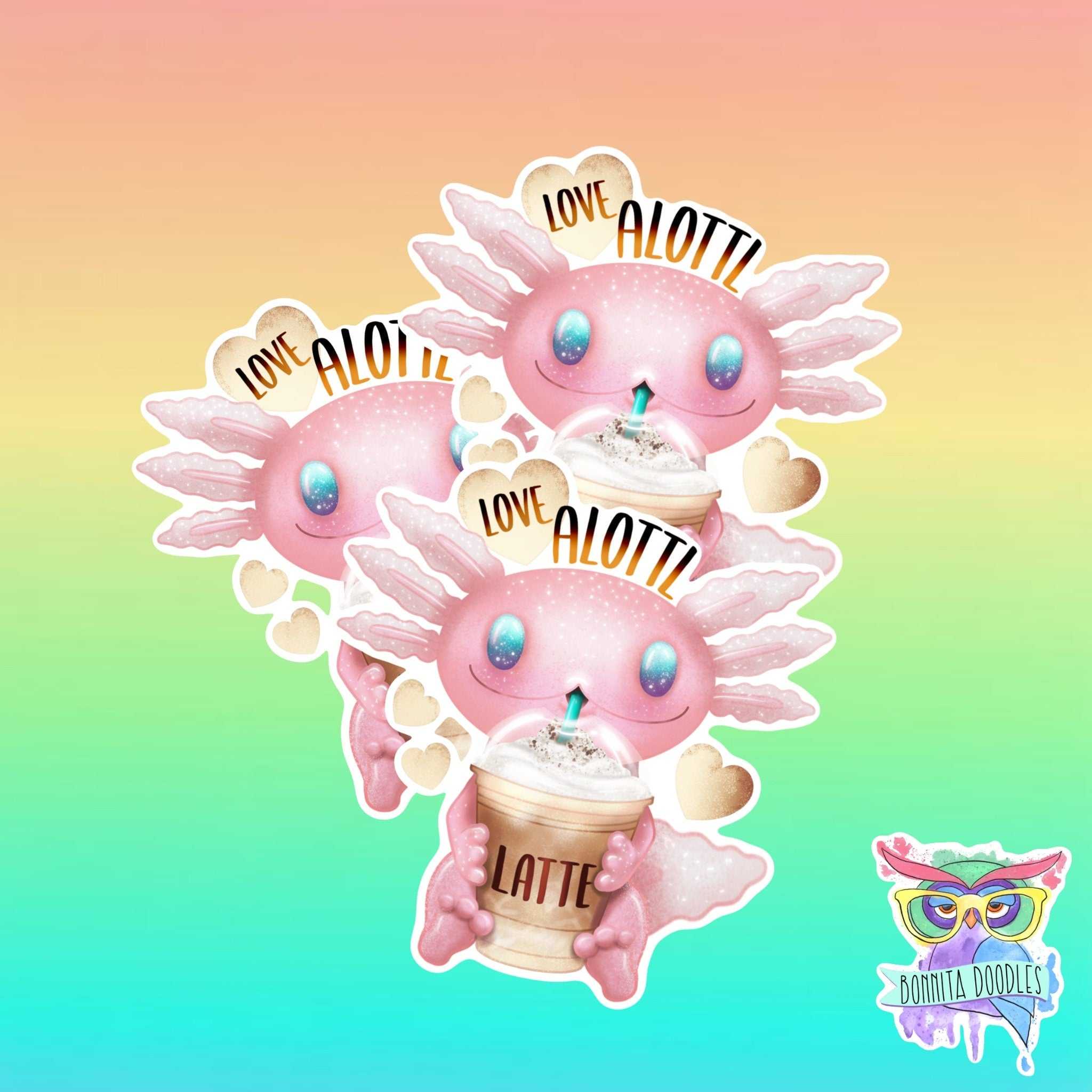 Axolotl cute sticker - latte coffee