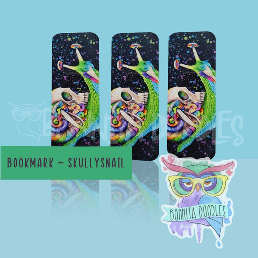 Skully snail rainbow snail laminated bookmark