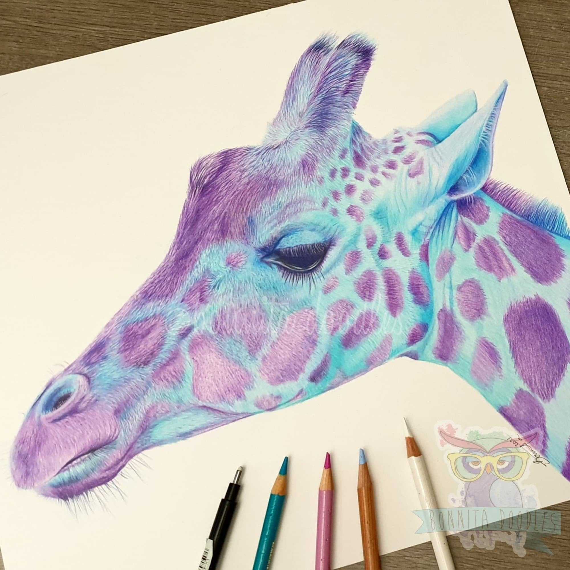 Blue Giraffe print - Sapphire Series. Home art print