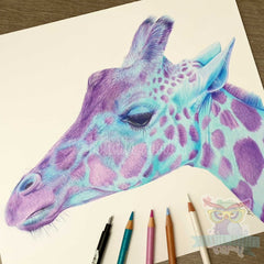 Blue Giraffe print - Sapphire Series. Home art print