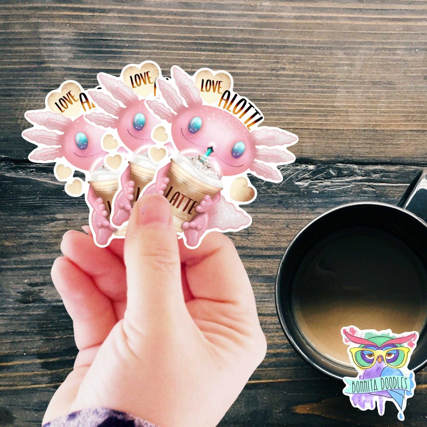 Axolotl cute sticker - latte coffee