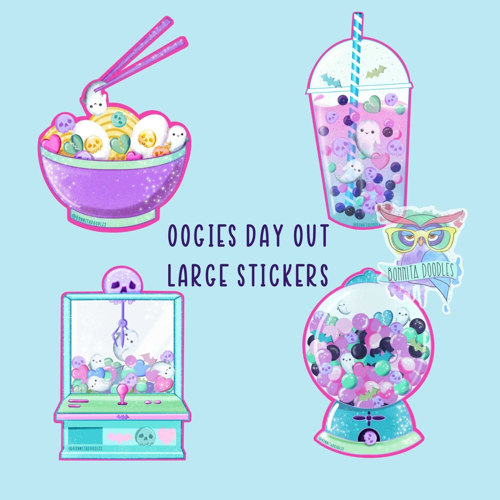 Kawaii pastel goth Halloween large stickers