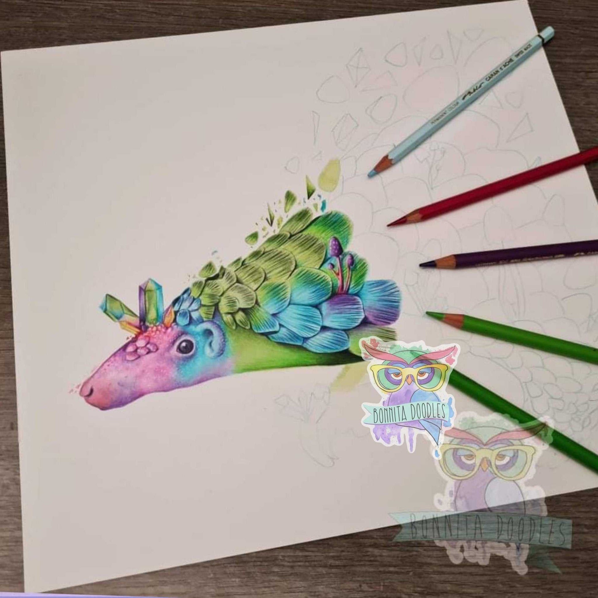 Pangolin Opal rainbow print - home art print