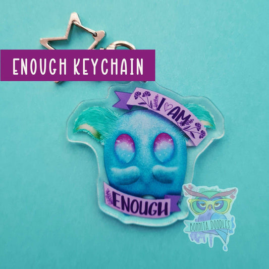 I am enough, inspirational quote keychain