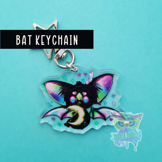 Kawaii galaxy bat keychain