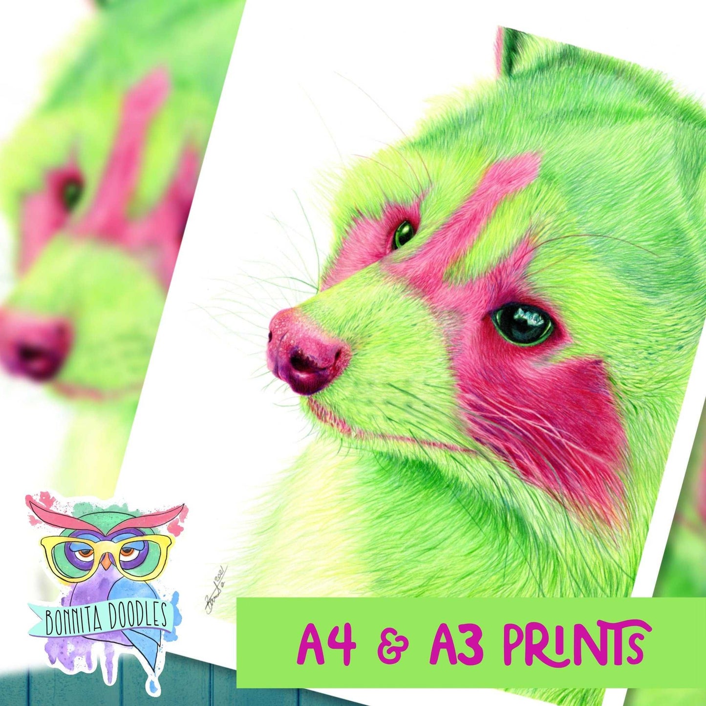 Raccoon - Peridot Series. Home art print