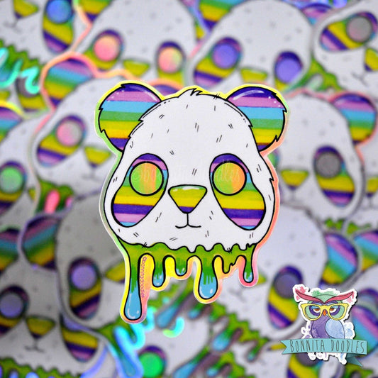 Rainbow Panda Holographic sticker