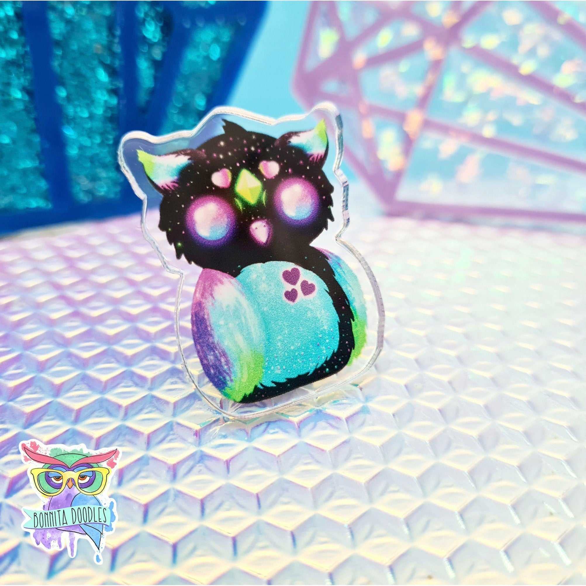 Galaxy Critter Pin Badge - Fox, Bat, Owl