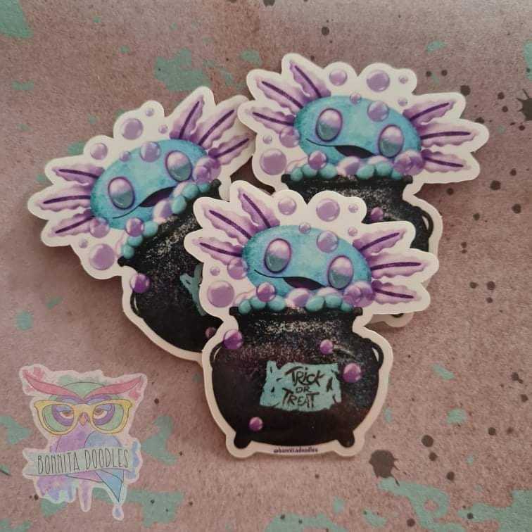 Axolotl Kawaii zombie Halloween vinyl sticker
